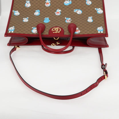 Gucci Doraemon Tote Printed Mini GG Coated Canvas, BROWN, CANVAS, Tote bag