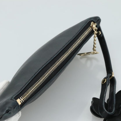 Chanel Vintage Camellia CC Wristlet Clutch Lambskin with Patent, BLACK, LEATHER, Clutche & pouche