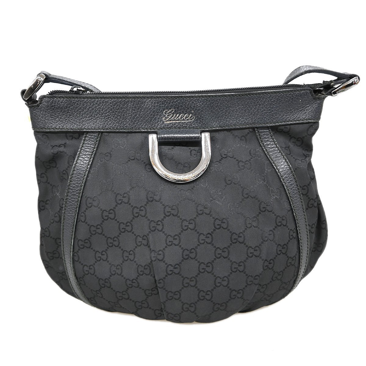 Gucci D Ring Messenger Bag GG Canvas, BLACK, CANVAS, Shoulder bag