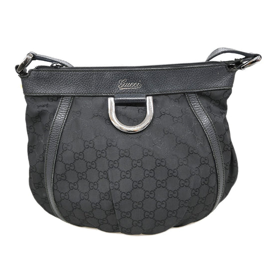 Gucci D Ring Messenger Bag GG Canvas, BLACK, CANVAS, Shoulder bag