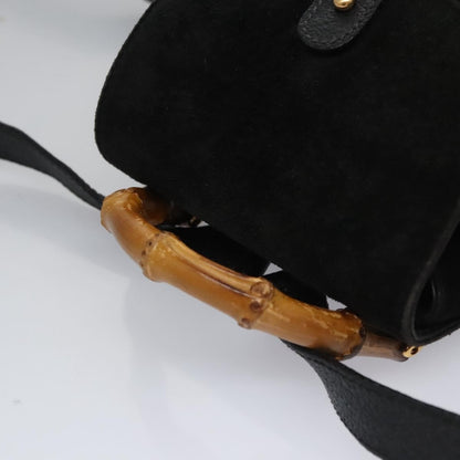 Gucci Gucci bamboo backpack daim, BLACK, SUEDE, Backpack