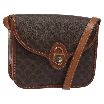 Celine Vintage Macadam Shoulder Bag Canvas and Leather, BROWN, CANVAS, Shoulder bag