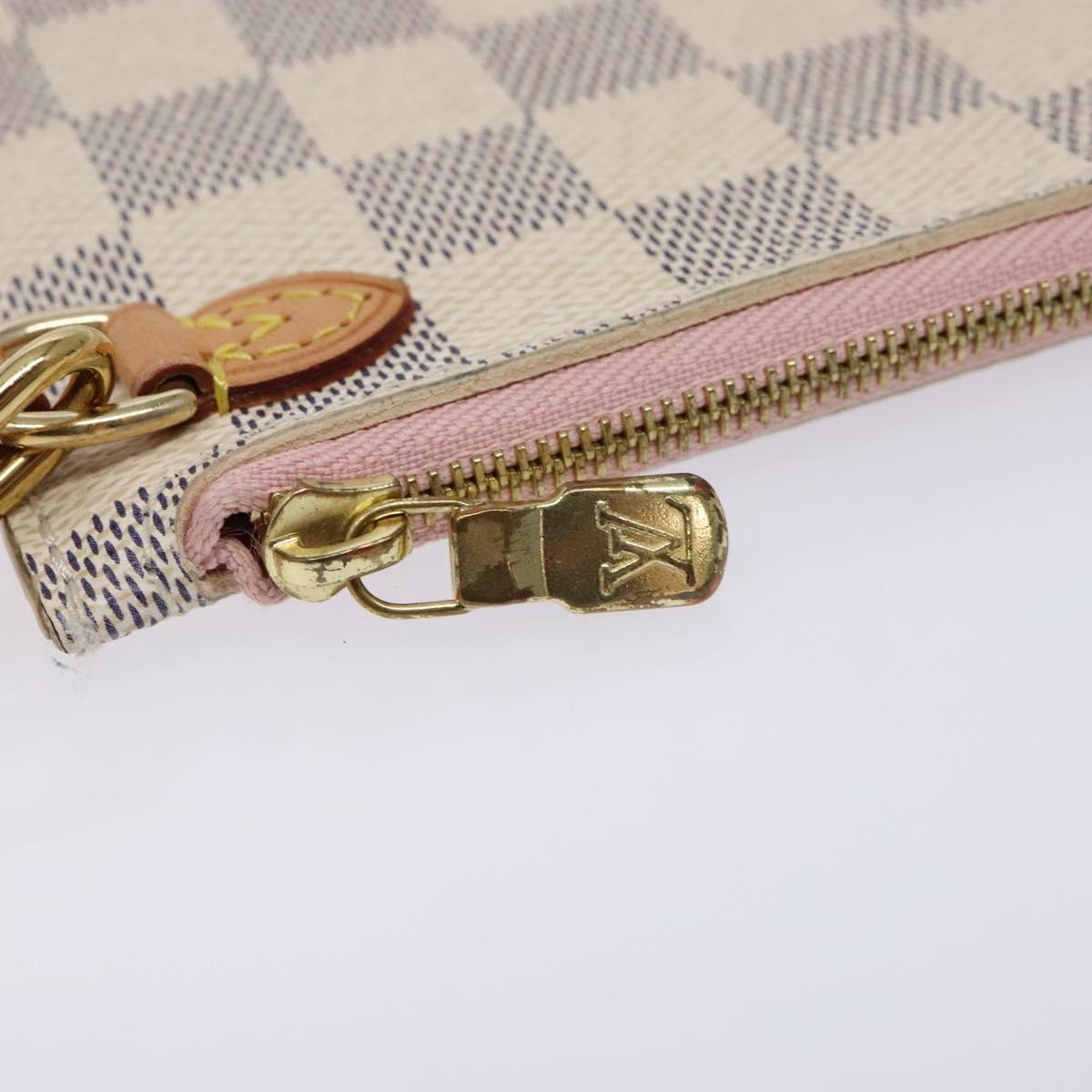 Louis Vuitton Neverfull Pochette Damier, WHITE, CANVAS, Clutche & pouche