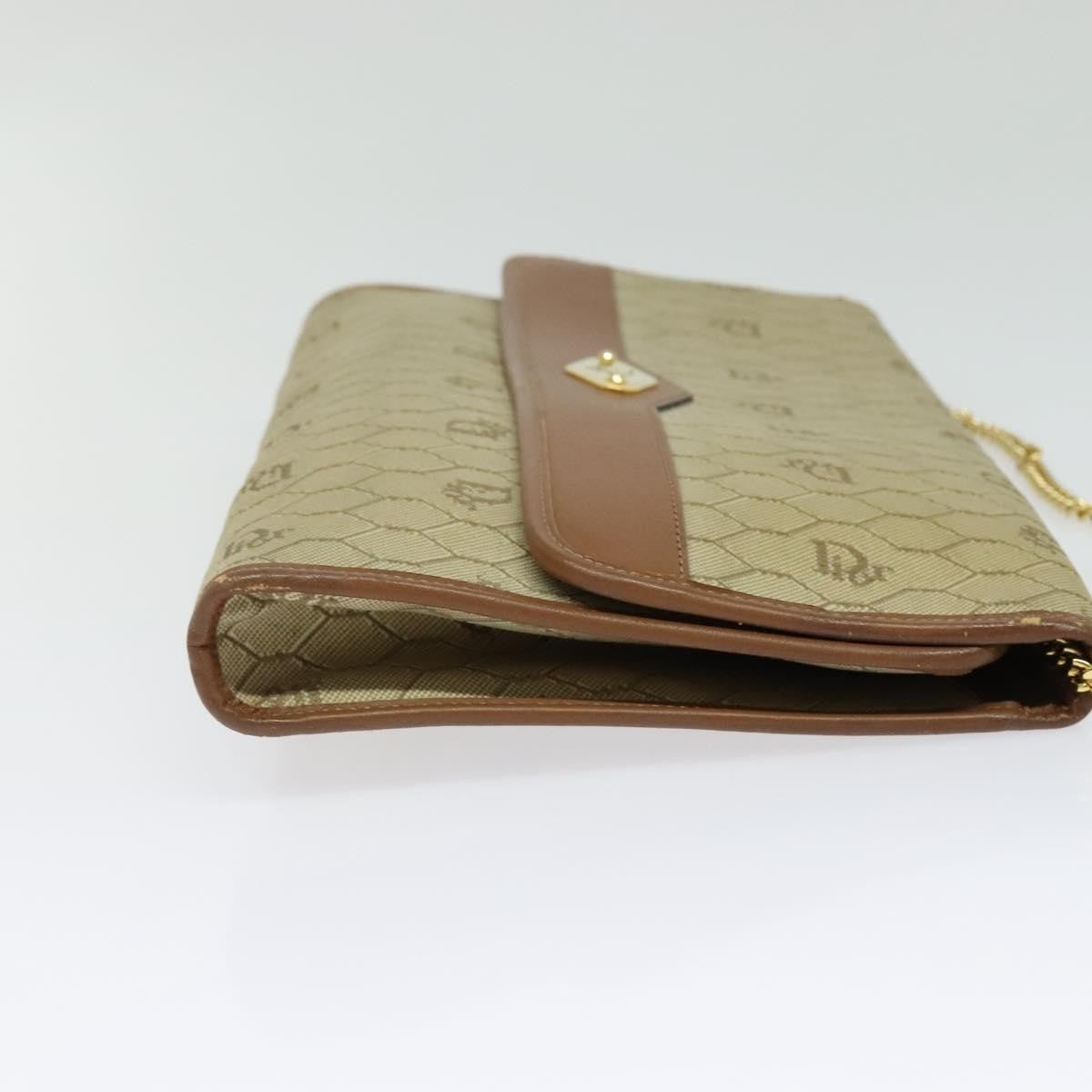 Christian Dior Vintage Honeycomb chain Canvas, BEIGE, CANVAS, Handbag