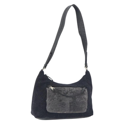 Prada Vintage Shoulder Bag Wool, BLACK, WOOL, Shoulder bag