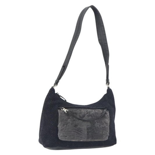 Prada Vintage Shoulder Bag Wool, BLACK, WOOL, Shoulder bag