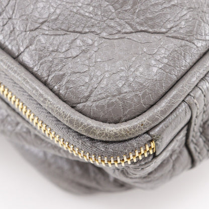 Balenciaga Blanket Square Bag Leather, GRAY, LEATHER, Handbag