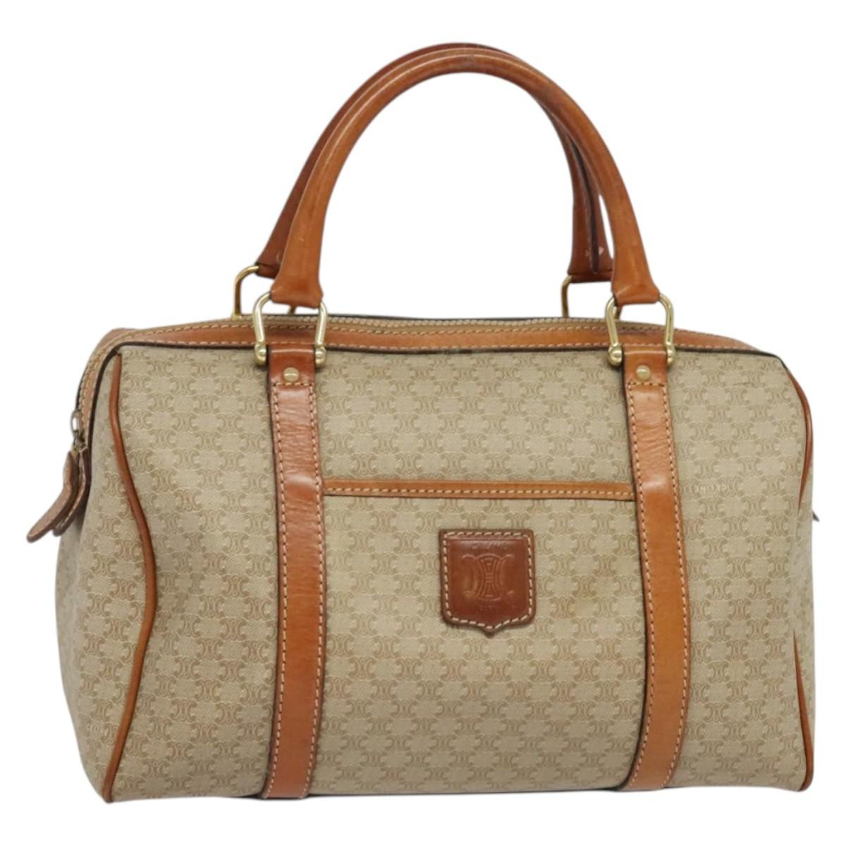 Celine Macadam Handbag Macadam with leather, BEIGE, CANVAS, Handbag
