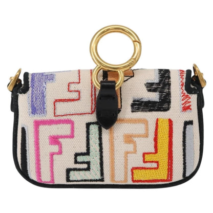 Fendi Chain Baguette Charm Bag Zucca Canvas, MULTICOLOUR, CANVAS, Clutche & pouche