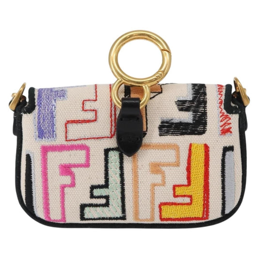 Fendi Chain Baguette Charm Bag Zucca Canvas, MULTICOLOUR, CANVAS, Clutche & pouche