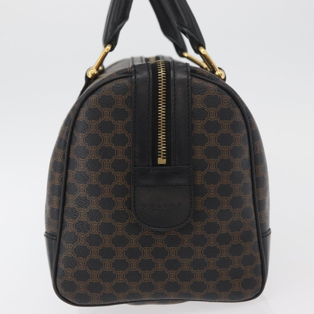 Celine Vintage Duffle Bag Macadam Coated Canvas, Black, Canvas, Handbag