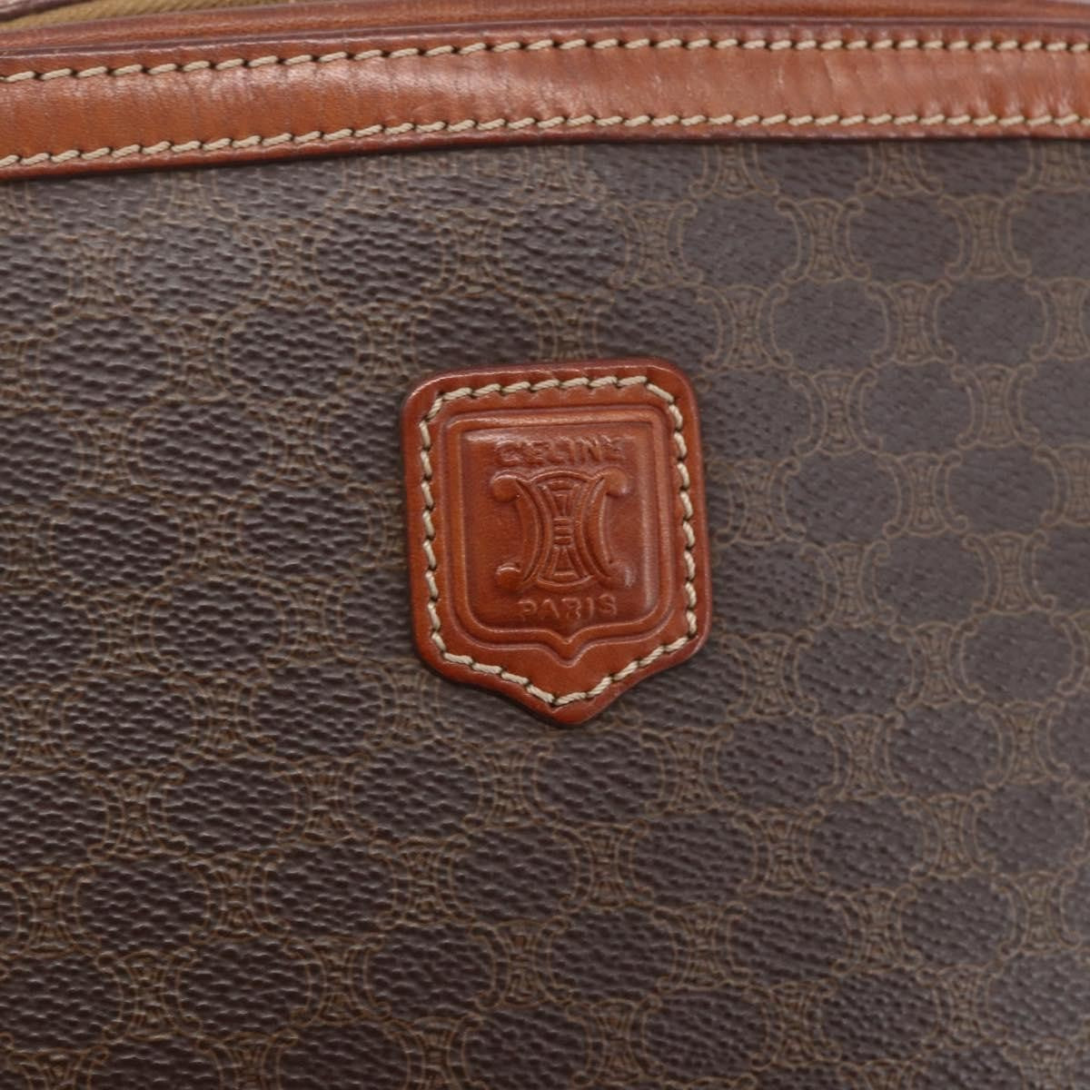 Celine Vintage Macadam Shoulder Bag Canvas and Leather, BROWN, CANVAS, Shoulder bag