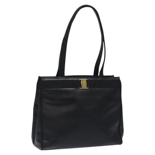 Salvatore Ferragamo Vintage Vara Bow Tote Lizard Embossed Leather, BLACK, LEATHER, Tote bag