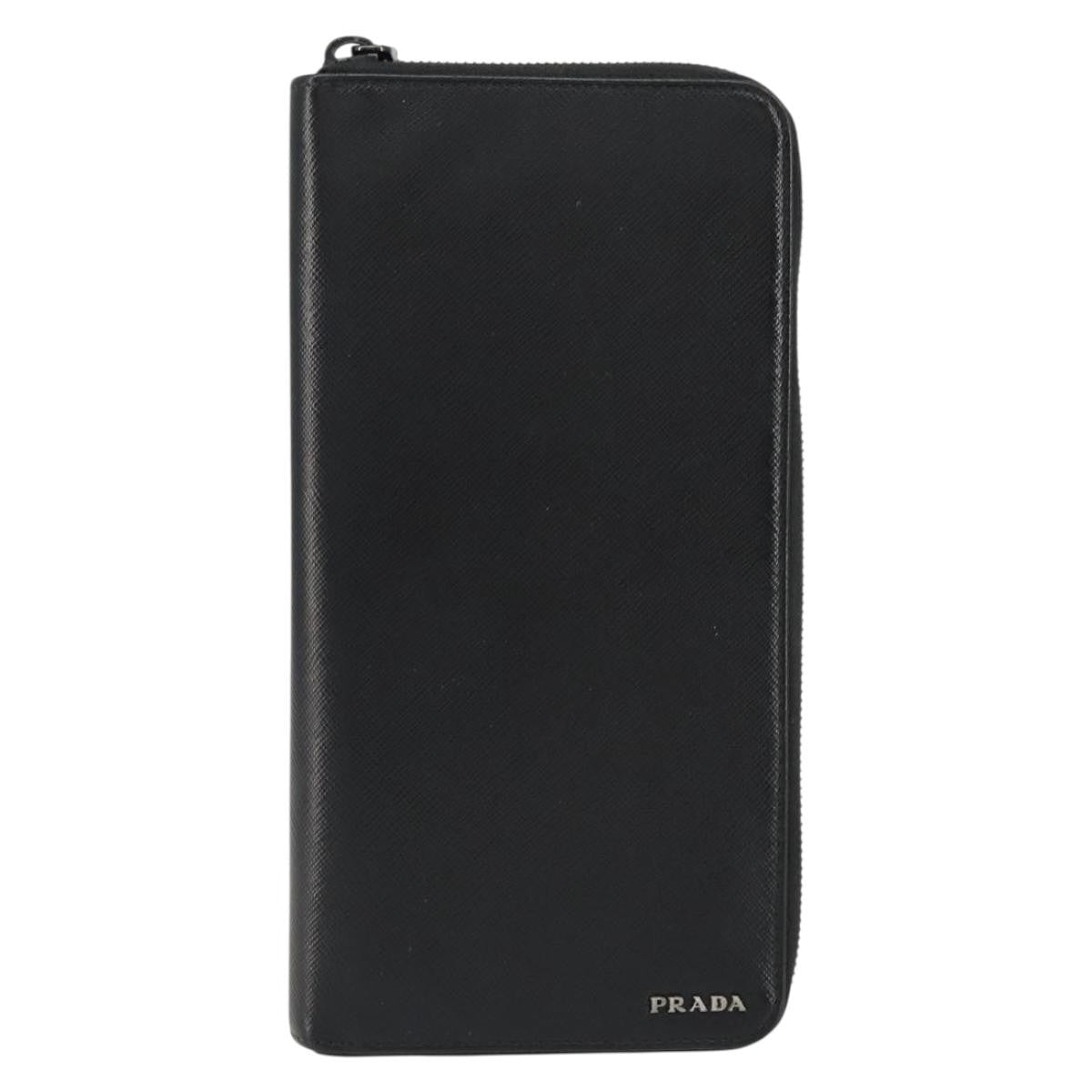 Prada Saffiano Wallet Leather, BLACK, LEATHER, Wallets