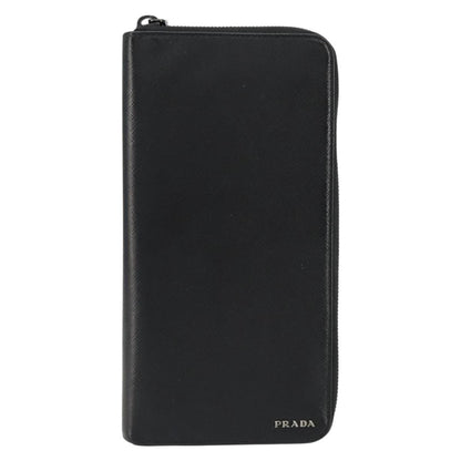 Prada Saffiano Wallet Leather, BLACK, LEATHER, Wallets