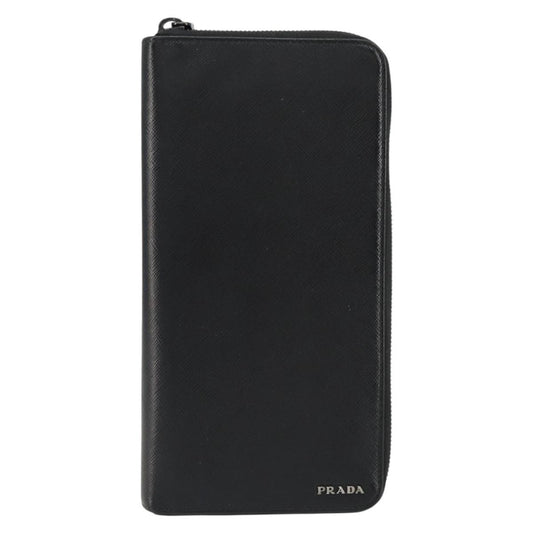 Prada Saffiano Wallet Leather, BLACK, LEATHER, Wallets