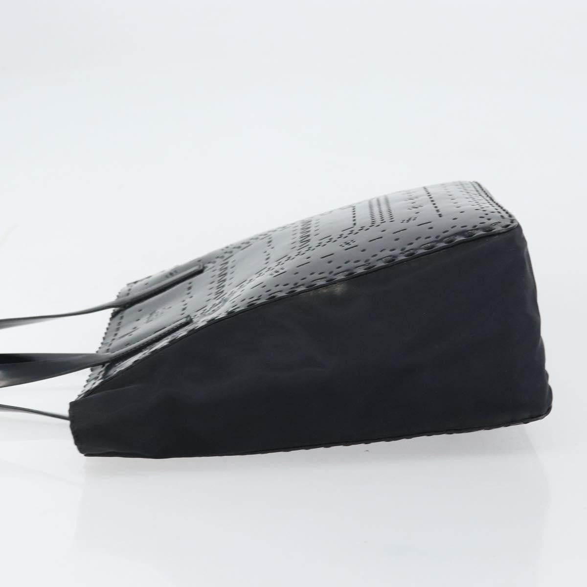 Prada Vintage Tote Tessuto with Leather, BLACK, PATENT_LEATHER, Tote bag
