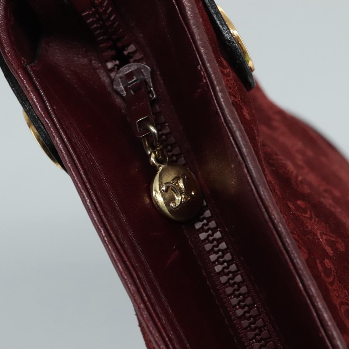 Celine Vintage Macadam Shoulder Bag Suede, RED, SUEDE, Shoulder bag