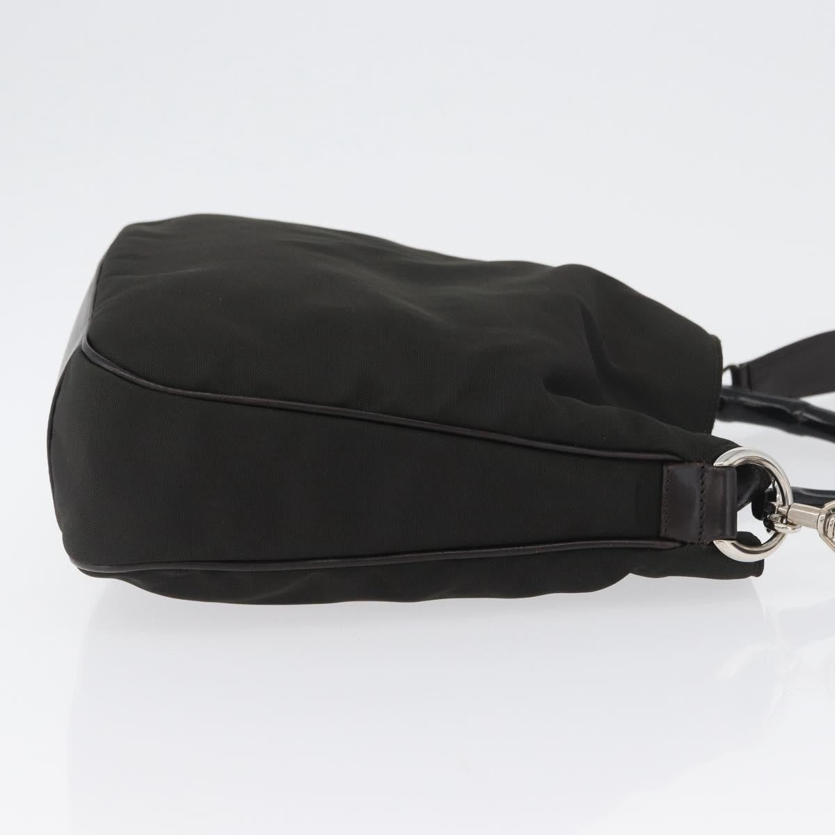 Gucci Vintage Bamboo Handle Bag Nylon, Black, Nylon, Handbag