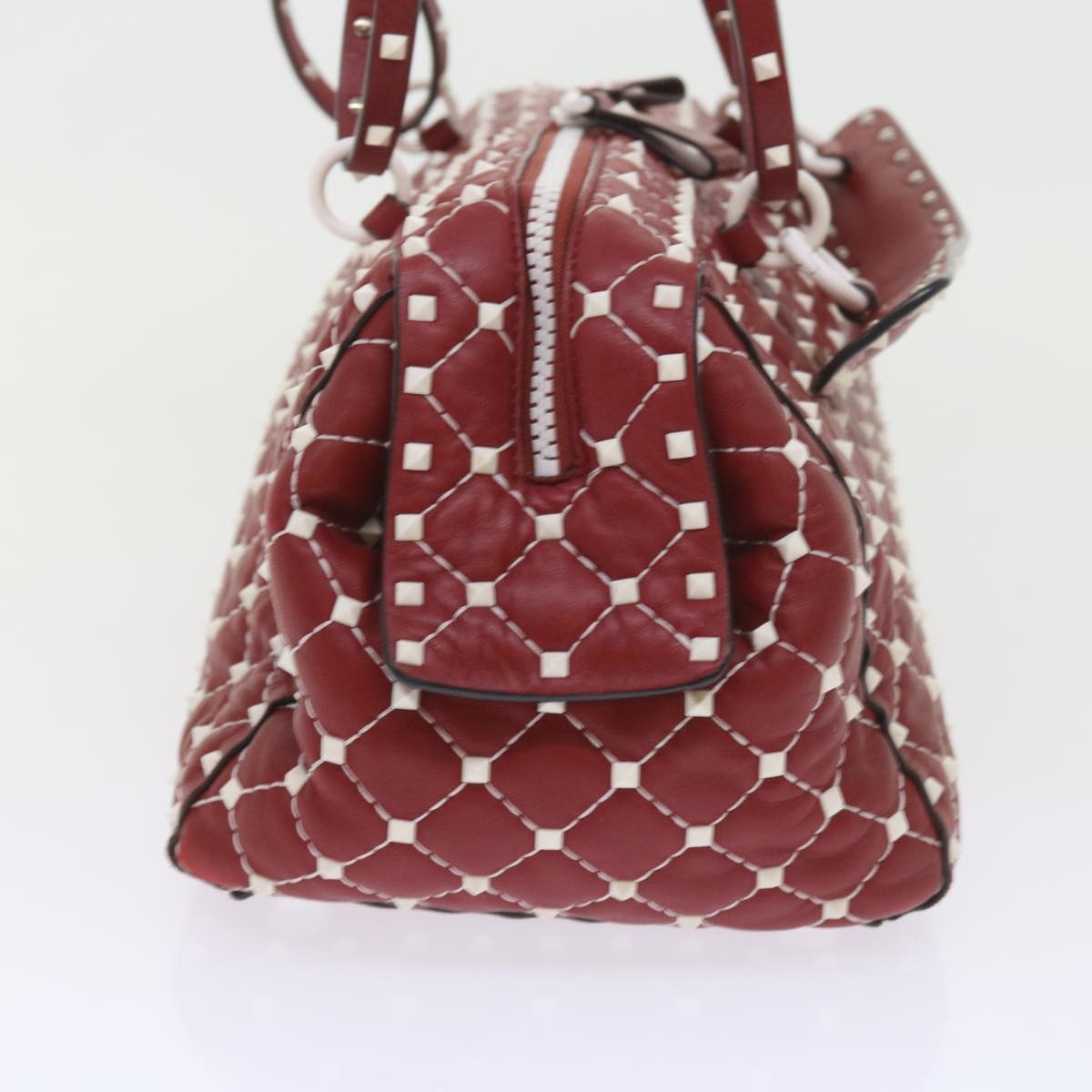 Valentino Garavani Free Rockstud Spike Duffle Bag Quilted Leather, RED, LEATHER, Shoulder bag
