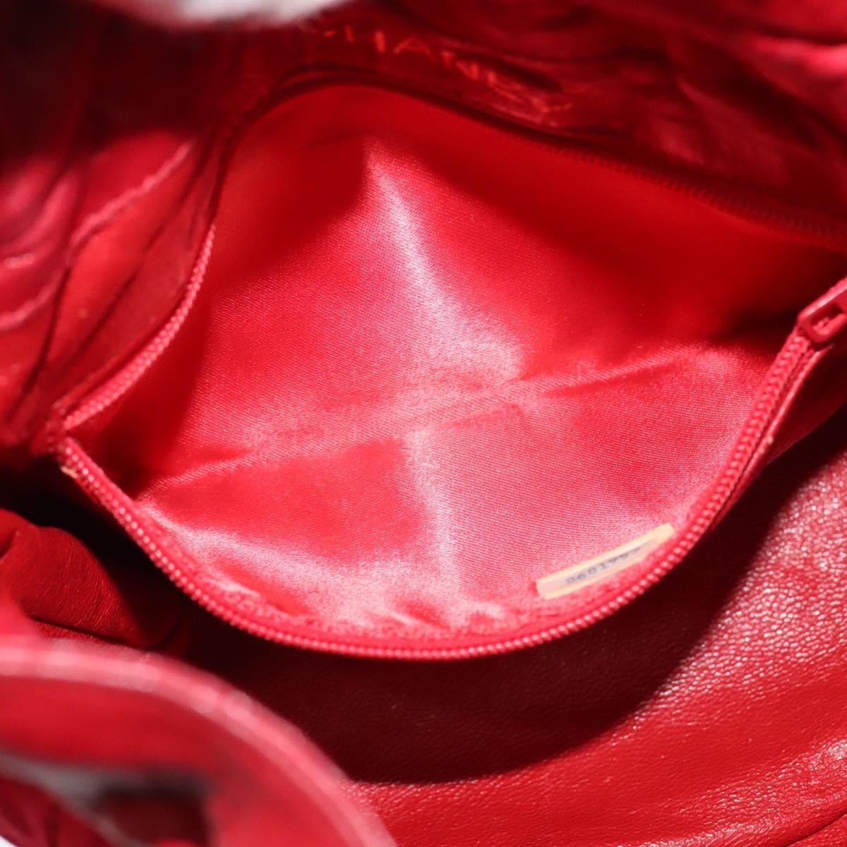 Chanel Vintage Drawstring Bucket Bag Quilted Satin, RED, SATIN, Shoulder bag