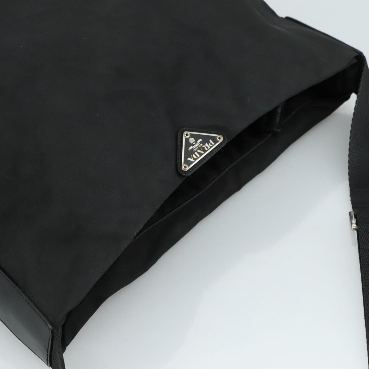 Prada Flat Messenger Bag Tessuto, BLACK, NYLON, Shoulder bag