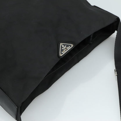Prada Flat Messenger Bag Tessuto, BLACK, NYLON, Shoulder bag