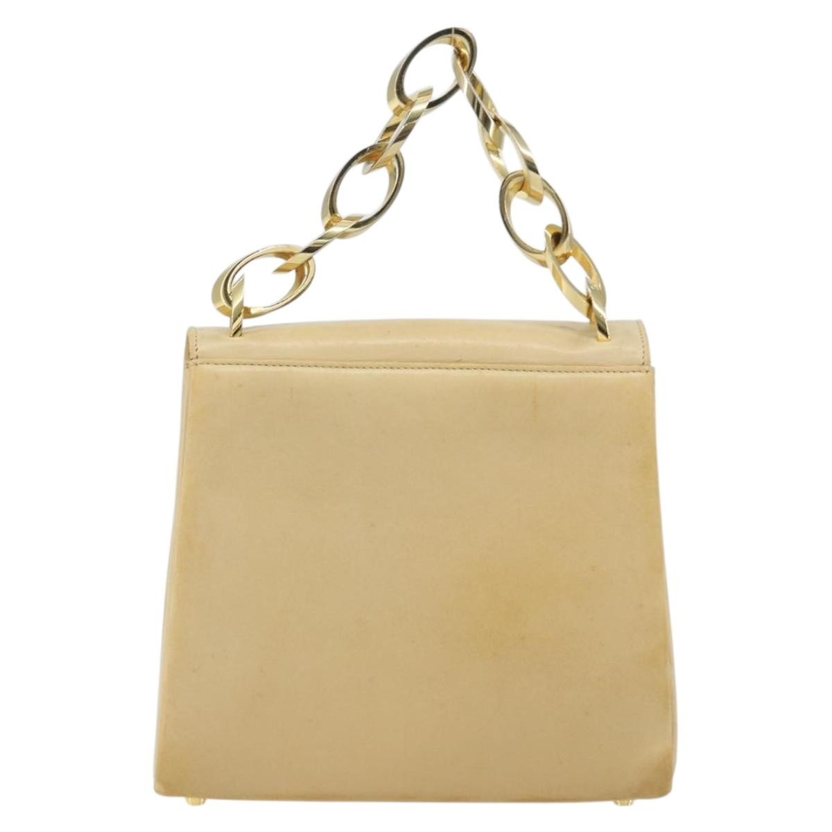 Salvatore Ferragamo Vintage Chain Handbag Leather, BEIGE, LEATHER, Handbag