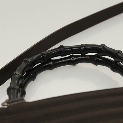 Gucci Vintage Bamboo Handle Bag Nylon, BROWN, NYLON, Handbag