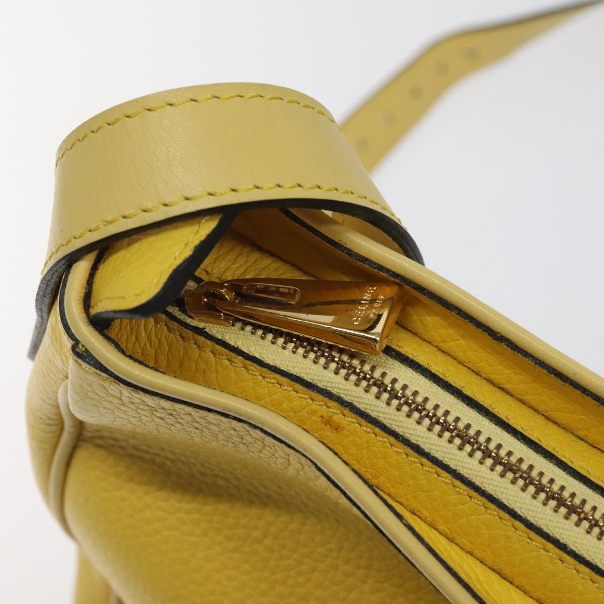 Celine Circle logo Leather, GOLD, LEATHER, Shoulder bag