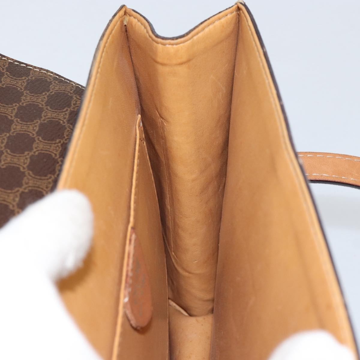 Celine Vintage Macadam Handbag Canvas and Leather, BROWN, CANVAS, Handbag