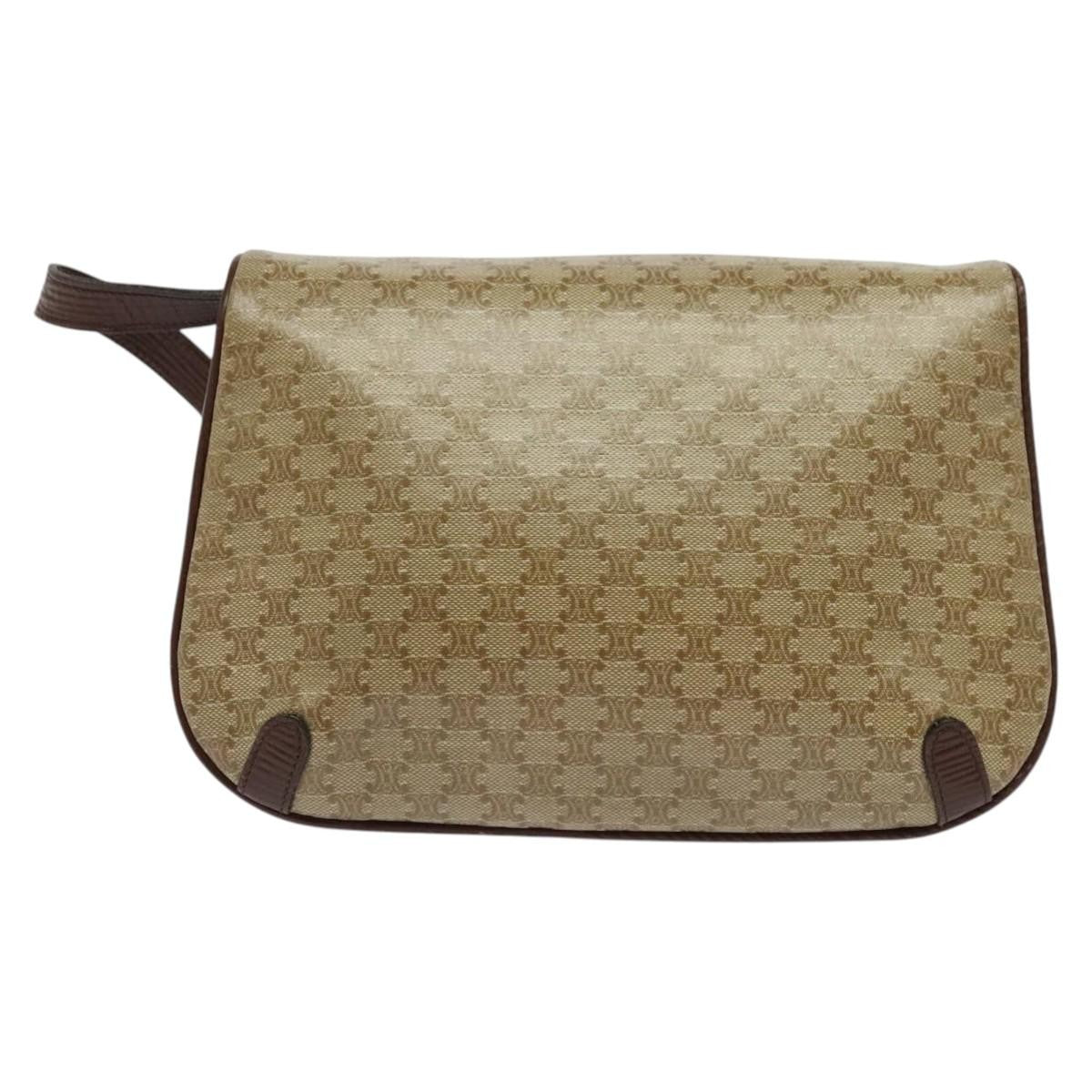 Celine Macadam Shoulder Bag PVC Leather, BEIGE, CANVAS, Shoulder bag