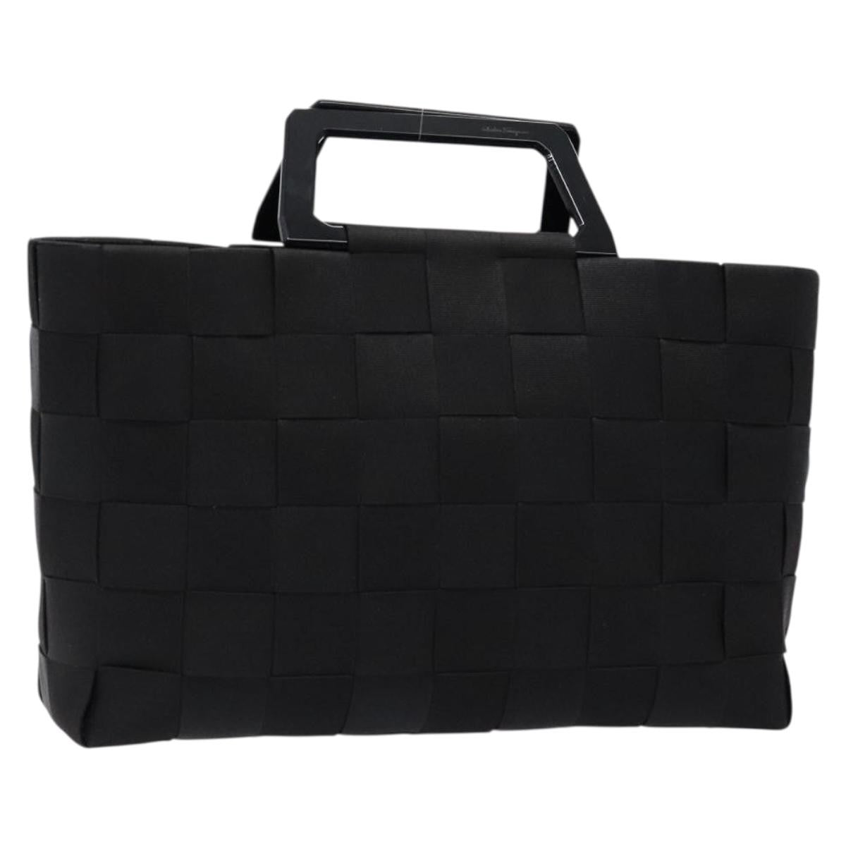 Salvatore Ferragamo Vintage Handbag Canvas, BLACK, CANVAS, Handbag