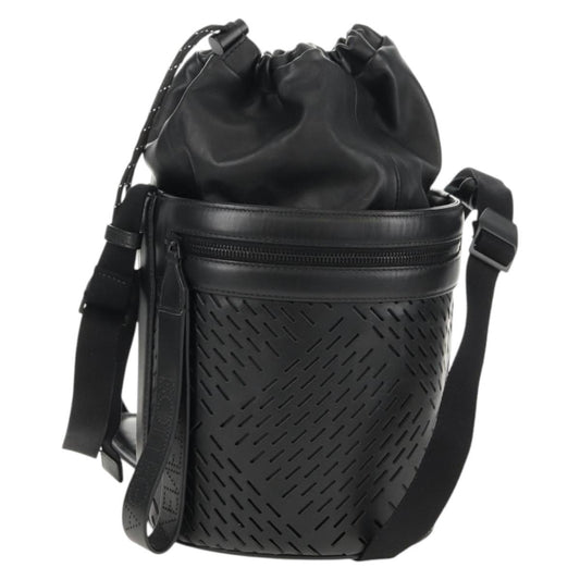 Bottega Veneta Paper Bucket Bag Perforated Leather, BLACK, LEATHER, Shoulder bag