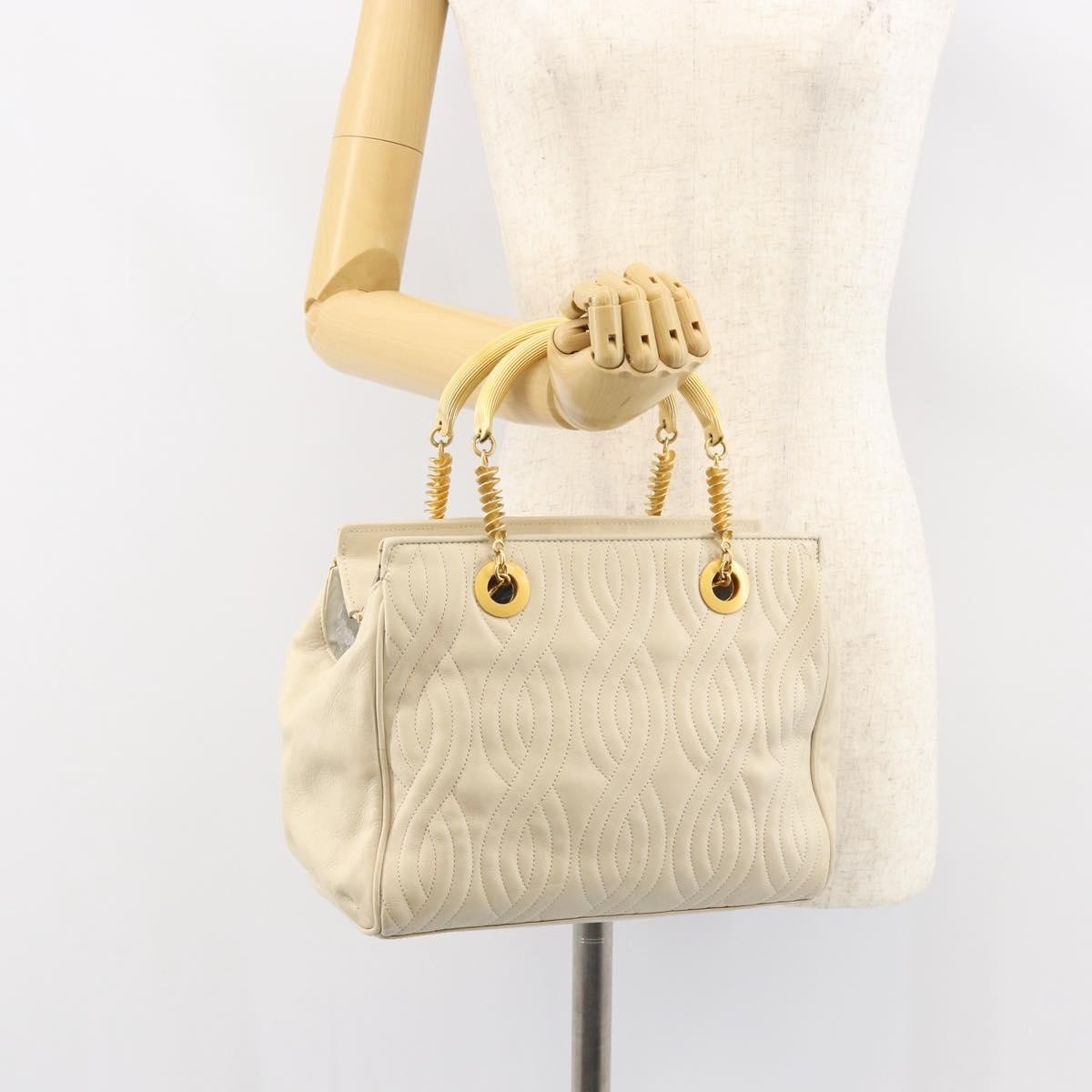 Fendi Wave Stitch Handbag Leather, BEIGE, LEATHER, Handbag