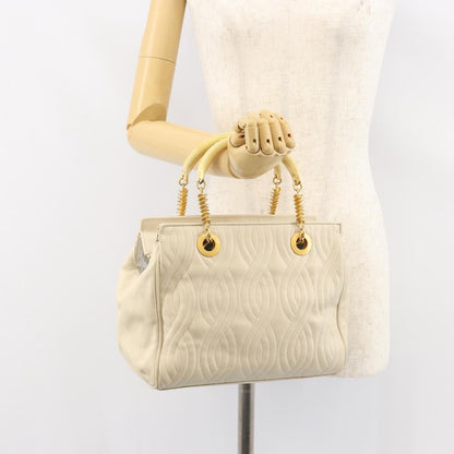 Fendi Wave Stitch Handbag Leather, BEIGE, LEATHER, Handbag