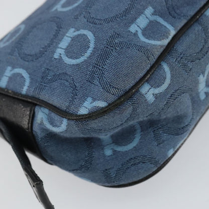 Salvatore Ferragamo Gancini Shoulder Bag Canvas, NAVY, CANVAS, Shoulder bag