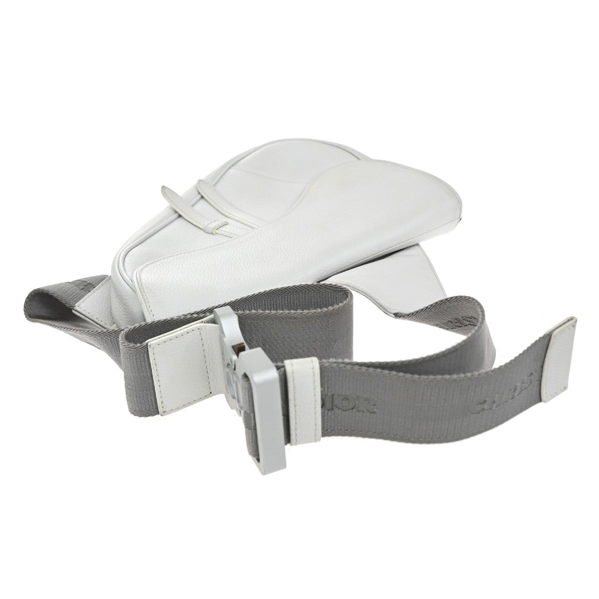 Christian Dior Saddle Crossbody Bag Leather, WHITE, LEATHER, Shoulder bag