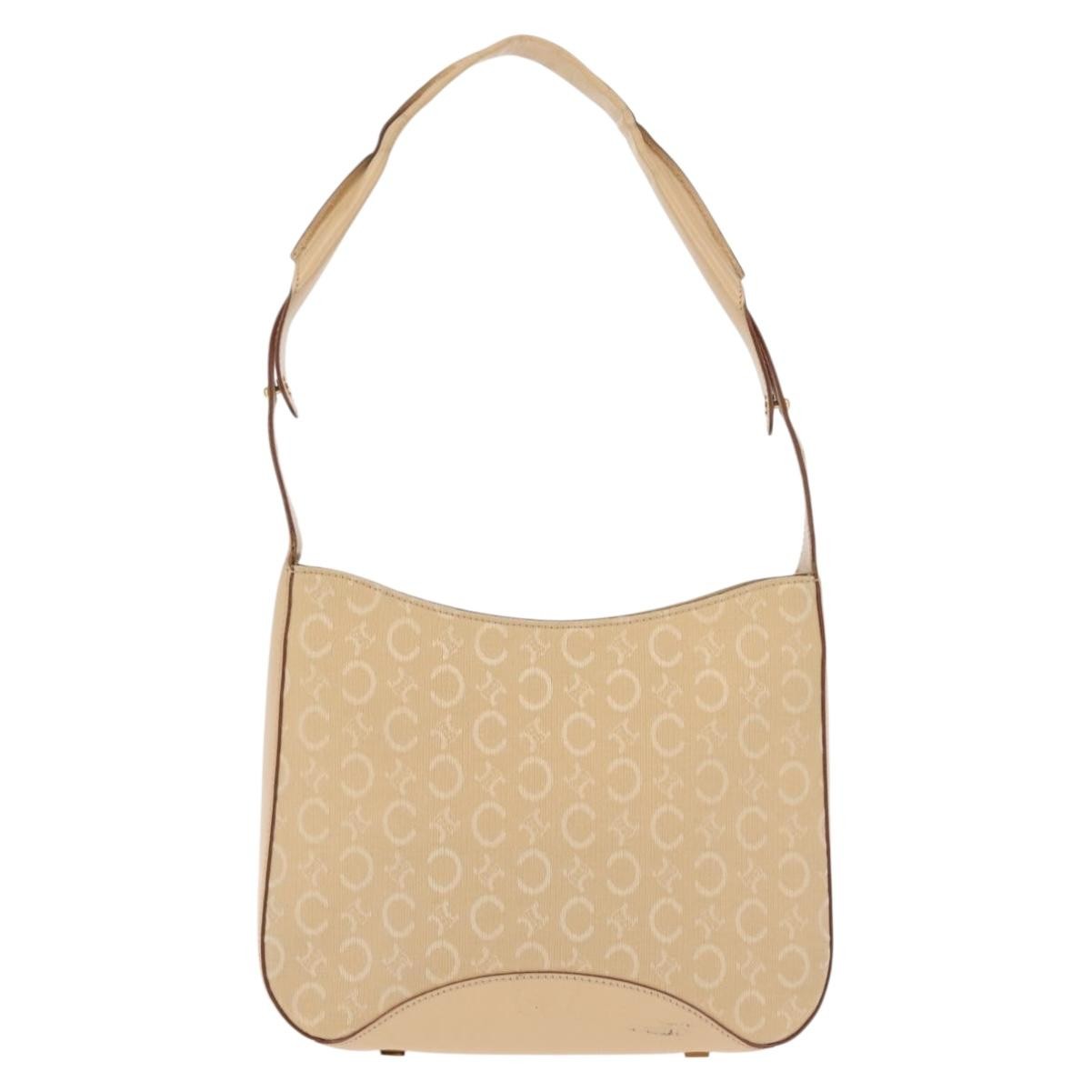 Celine Macadam Shoulder Bag Canvas, BEIGE, CANVAS, Shoulder bag