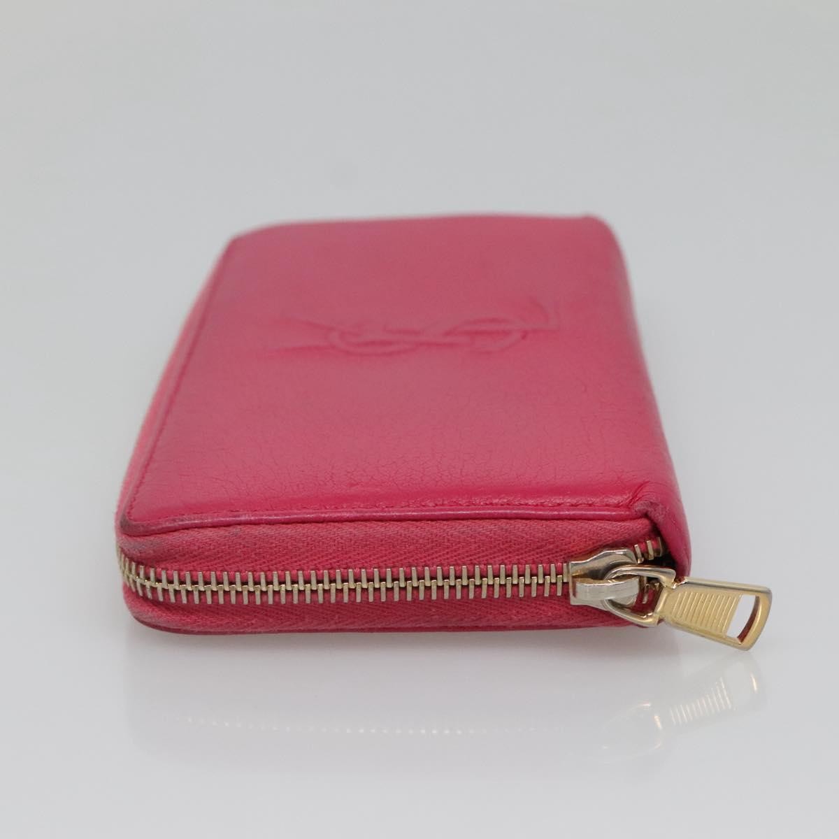Saint Laurent Zipped Bifold Wallet Leather, PINK, LEATHER, Wallets