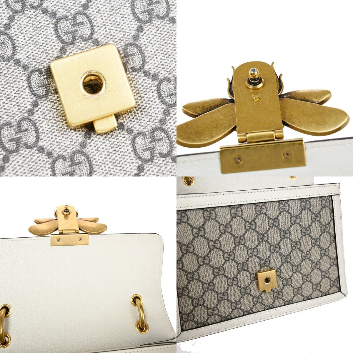 Gucci Queen Margaret Top Handle Bag GG Coated Canvas with Leather, BEIGE, CANVAS, Handbag