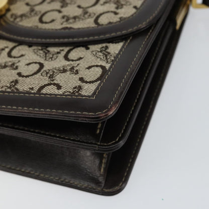 Celine C Sulky Shoulder bag Canvas and Leather, BROWN, CANVAS, Shoulder bag