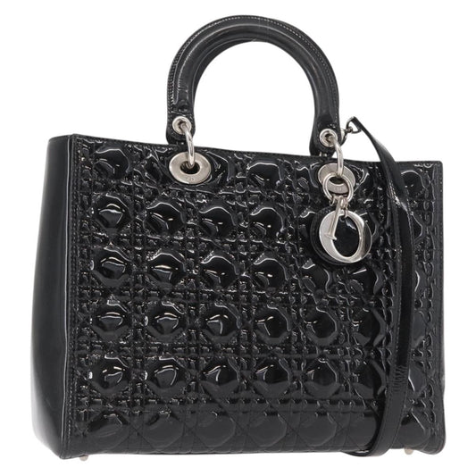 Christian Dior Lady Dior Bag Cannage Quilt Patent, BLACK, PATENT_LEATHER, Handbag