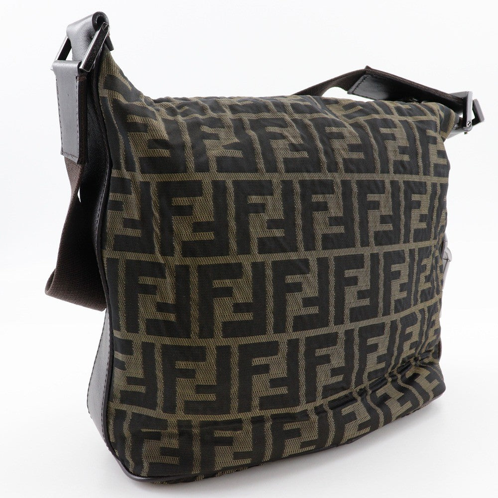Fendi Logo Zucca Shoulder Bag Zucca, BROWN, CANVAS, Shoulder bag