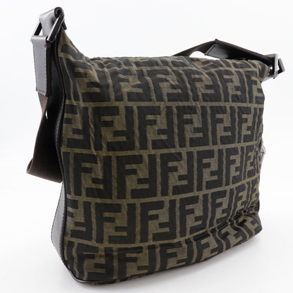 Fendi Logo Zucca Shoulder Bag Zucca, BROWN, CANVAS, Shoulder bag