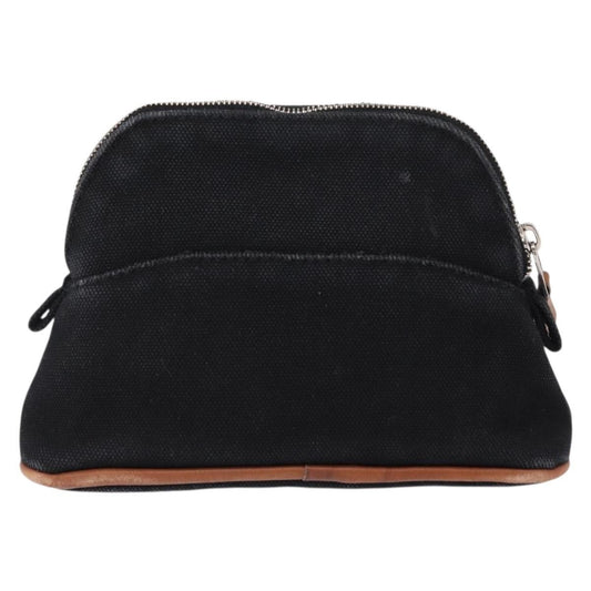 Hermes Bolide Travel Pouch Canvas, BLACK, CANVAS, Clutche & pouche
