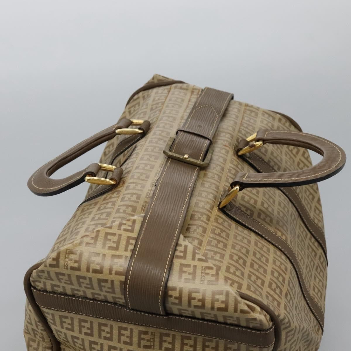 Fendi Boston Zucchino Coated Canvas, BEIGE, CANVAS, Travel bag