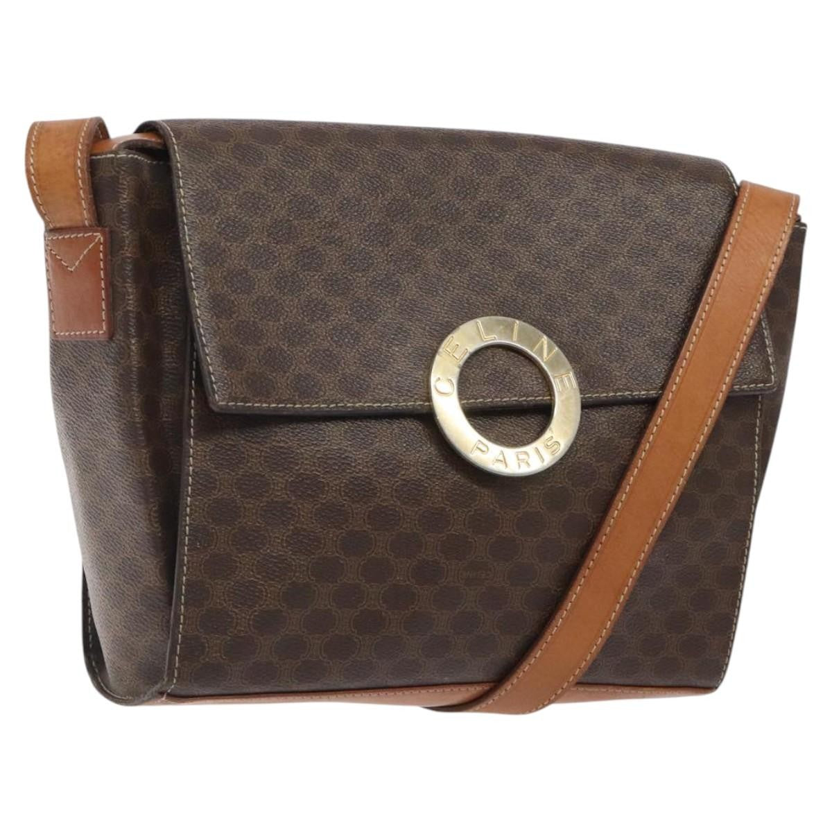 Celine Macadam Shoulder Bag PVC Leather, BROWN, CANVAS, Shoulder bag