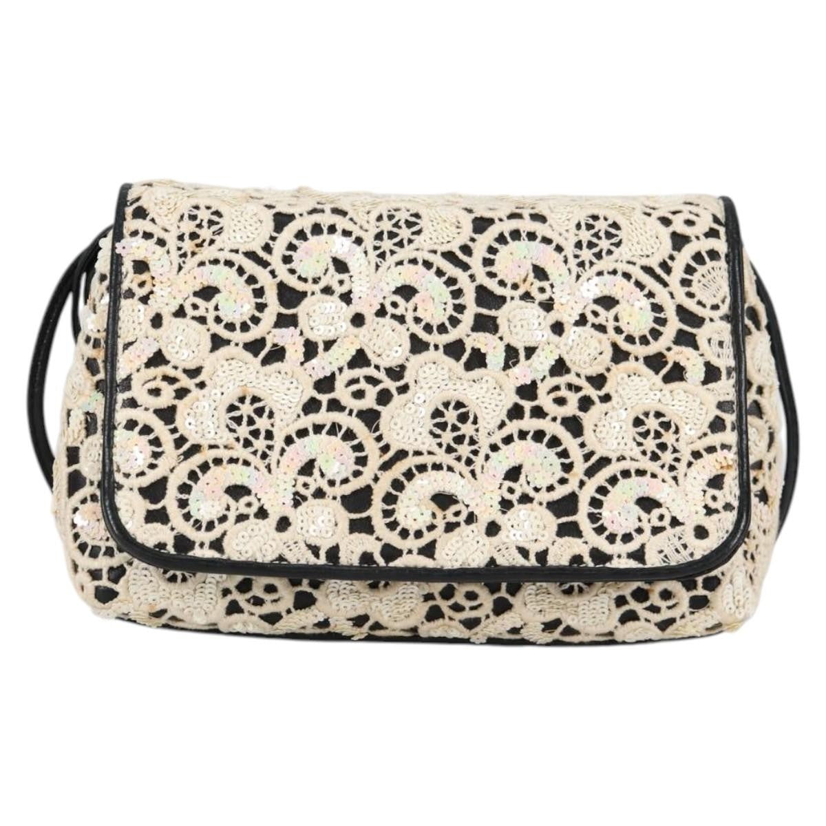 Chanel Floral CC Flap Bag Leather, WHITE, LEATHER, Shoulder bag