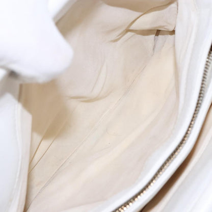 Chanel Vintage Wooden Ring Tote Leather, WHITE, LEATHER, Tote bag